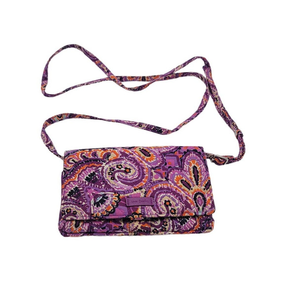 Vera Bradley Handbags - Vera Bradley Dream Tapestry Crossbody Bag Wallet Purple Paisley Tan Orange